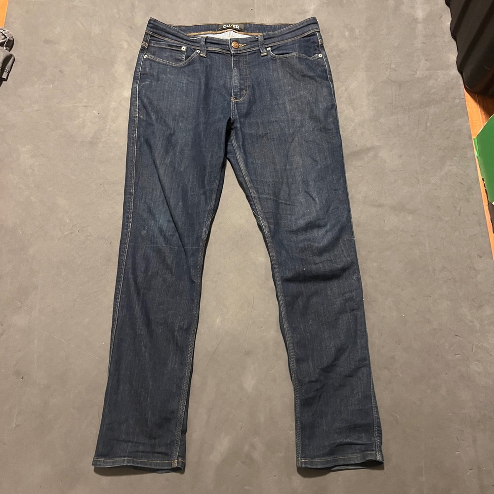 DU/ER Performance Denim Relaxed Taper Dark Wash Jeans Mens 34x32 MFLR3002 Indigo